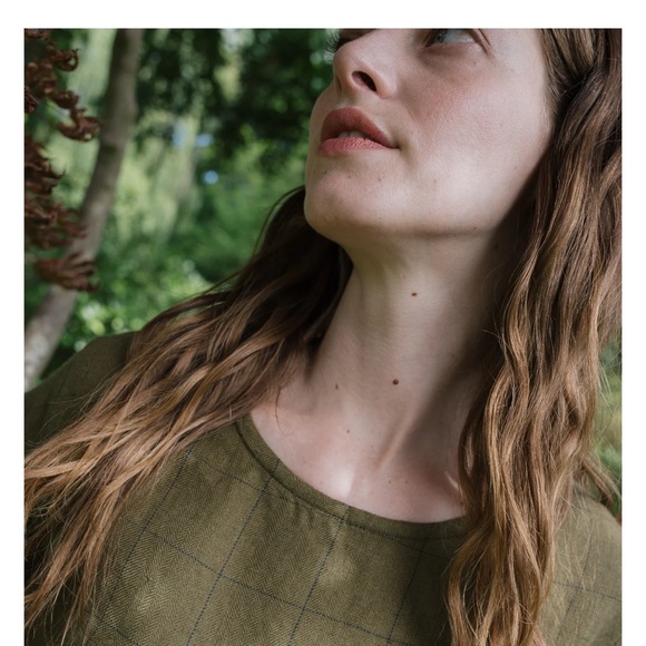 Not Perfect Linen Montmarte Dress - Loden Check Linen - S - Picture 9 of 10